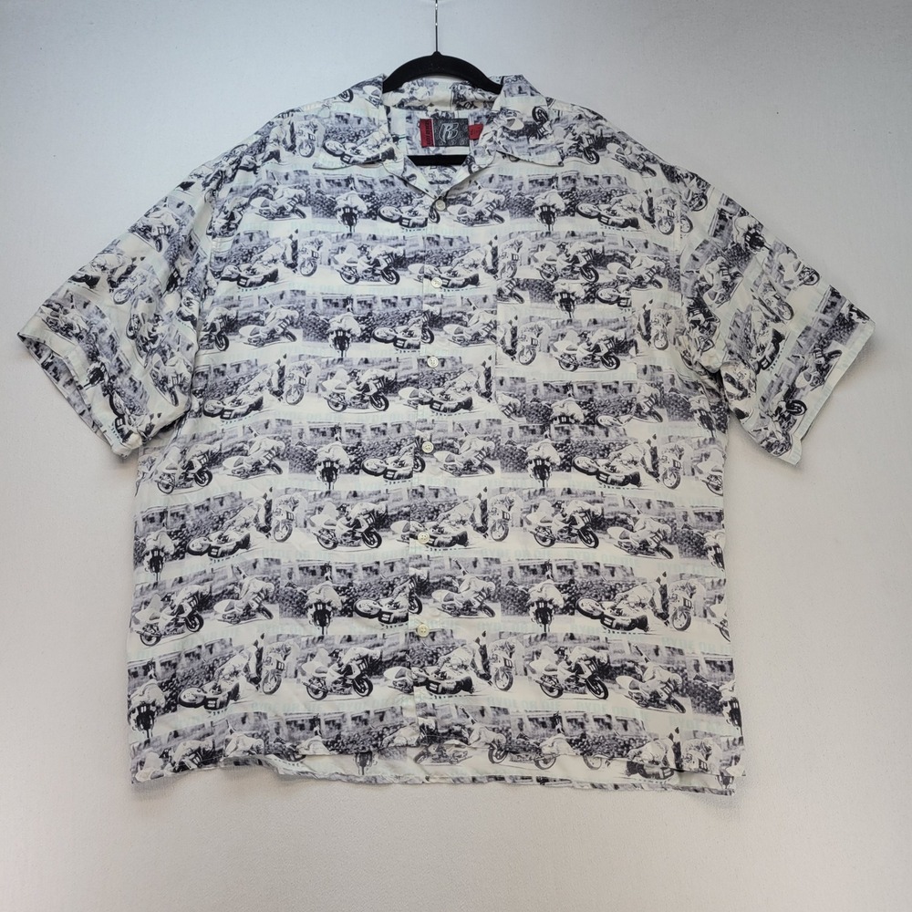 Ruff Ryders Button Up Shirt Mens XXL White All Over Print Ryde Or Die Streetwear